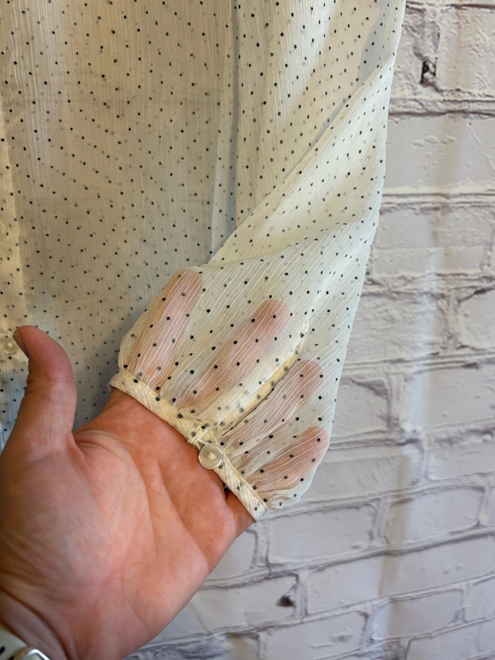 Coldwater Creek White Blouse with Black Micro Dots - Picture 5 of 7